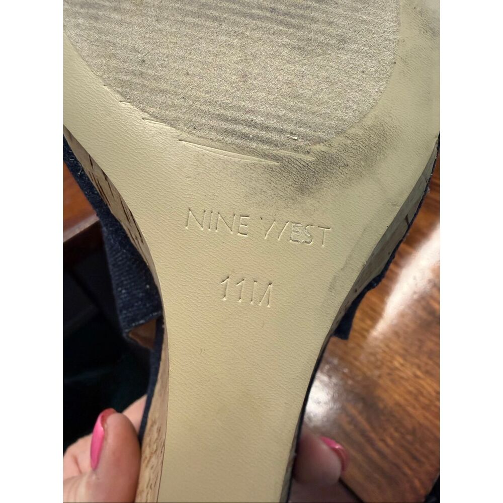 Nine West Blue Denim Wedge Heels Women’s Size 11 - Picture 9 of 9